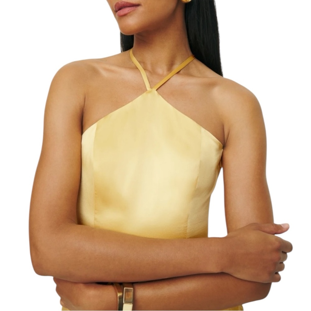 NWT REFORMATION Myla Silk Dress in Sunshine. Size 2 - Picture 4 of 14